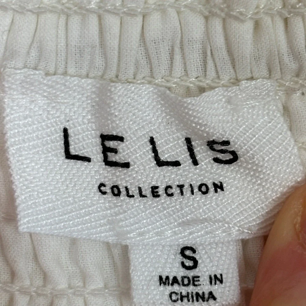 Eyelet Ruffle Mini Skirt SMALL White Cotton Smocked Boho Cottagecore Milkmaid